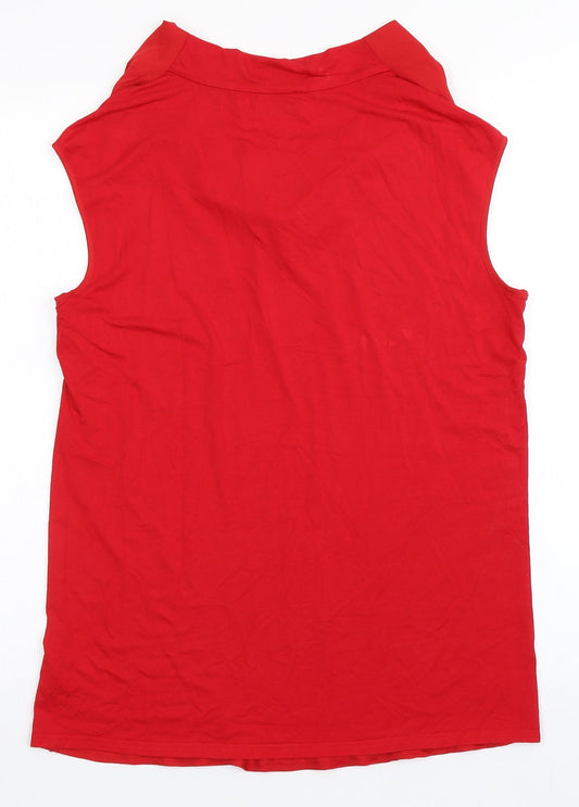 Gallery Womens Red Polyester Basic Blouse Size 10 Cowl Neck
