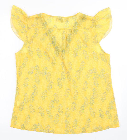 Rant&Rave Womens Yellow Polyester Basic Blouse Size 12 V-Neck