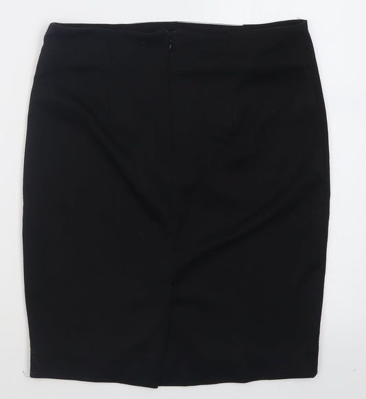 ET VOUS Womens Black Striped Polyester A-Line Skirt Size 10 Button