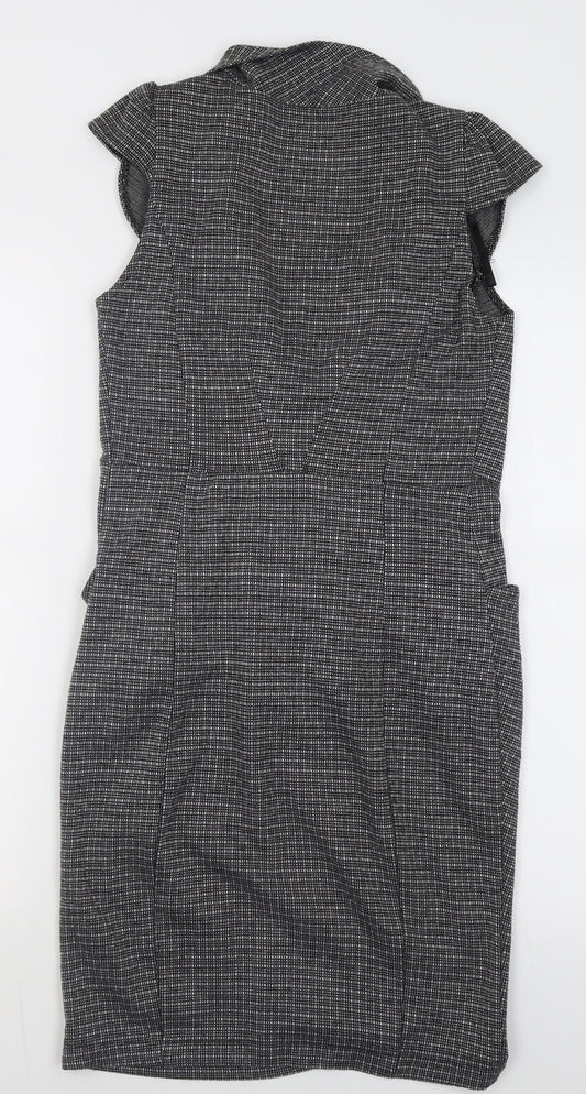 Atmosphere Womens Grey Check Polyester Bodycon Size 8 Roll Neck Pullover