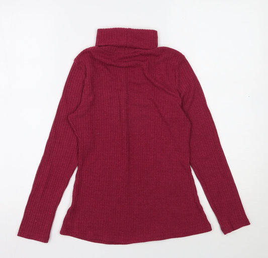 Preworn Womens Pink Roll Neck Polyester Pullover Jumper Size S