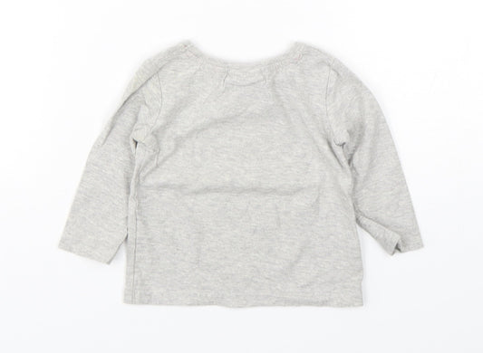 NEXT Boys Grey Cotton Basic T-Shirt Size 3-6 Months Round Neck Pullover - Christmas