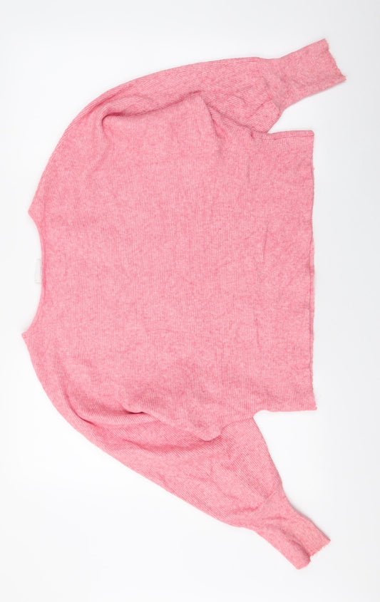 VILA Womens Pink Boat Neck Viscose Pullover Jumper Size M