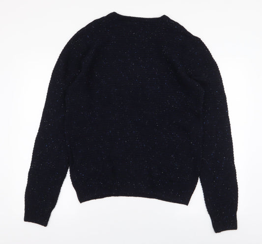 Cedar Wood State Mens Blue Round Neck Acrylic Pullover Jumper Size M
