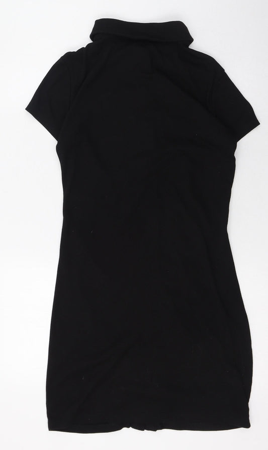 SheIn Womens Black Polyester Shirt Dress Size 8 Collared - Ribbed