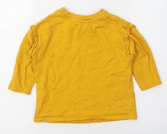 Angel Yellow Cotton Basic T-Shirt Size 12-18 Months Round Neck Pullover