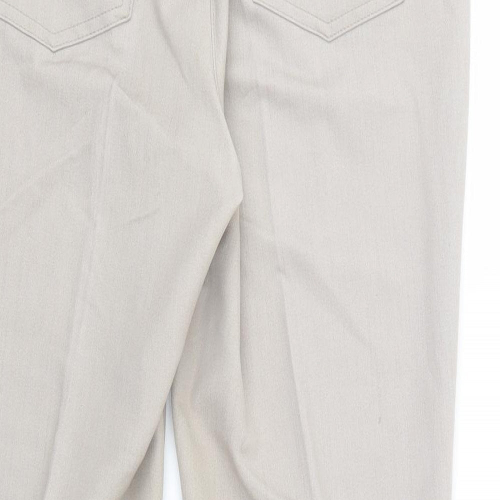 Marks and Spencer Womens Beige Viscose Dress Pants Trousers Size 10 L27 in Regular Button