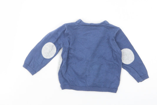 F&F Baby Blue Colourblock Cotton Cardigan Jumper Size 3-6 Months Button