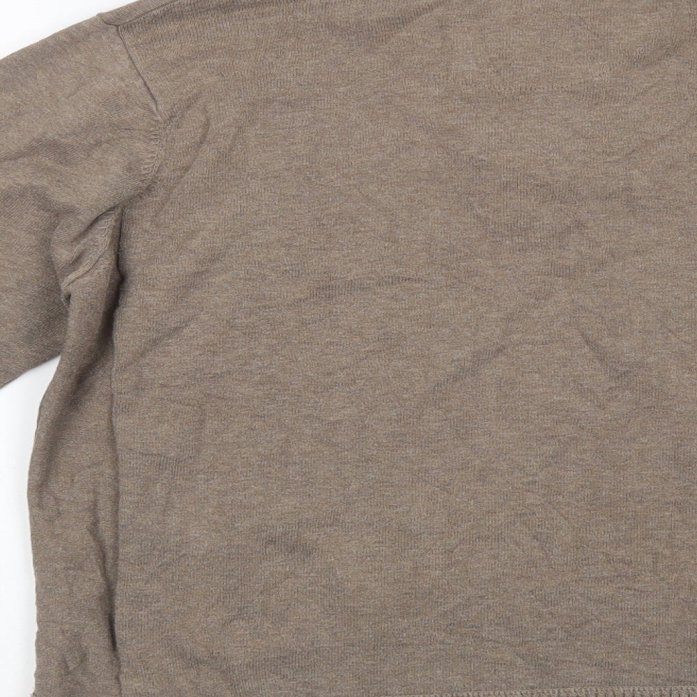 Marks and Spencer Mens Beige Collared Cotton Henley Jumper Size M