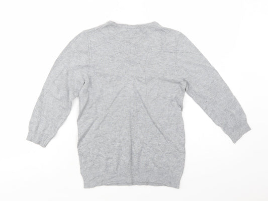 Marks and Spencer Womens Grey V-Neck Viscose Pullover Jumper Size 8