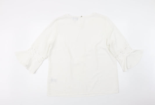 Fair Lady Womens White Polyester Basic Blouse Size 18 Boat Neck