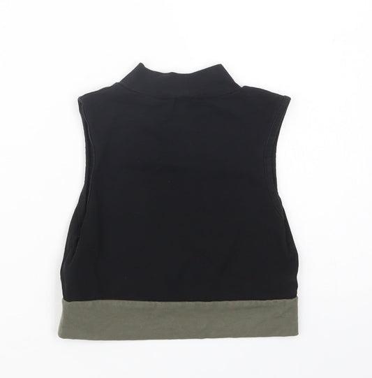 Primark Girls Black Cotton Basic Blouse Size 9-10 Years Mock Neck Pullover