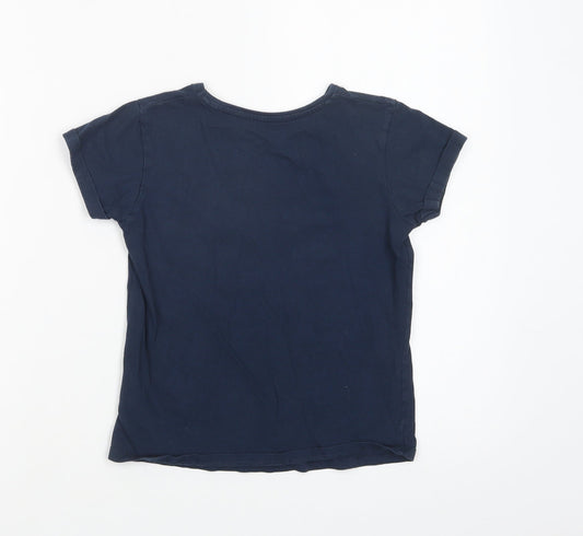 Primark Girls Blue Cotton Pullover T-Shirt Size 8-9 Years Crew Neck Pullover - L.A.