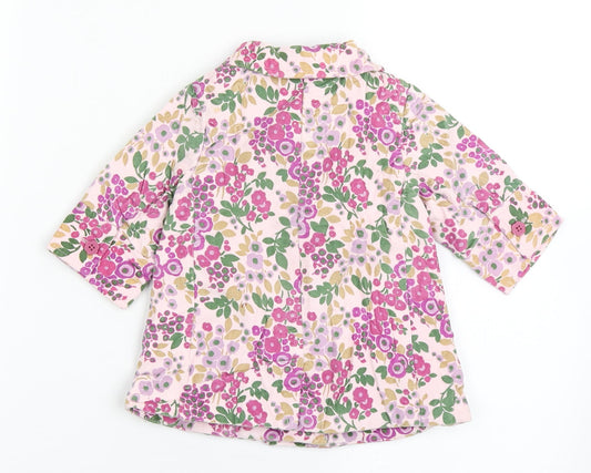 Gap Girls Pink Floral Overcoat Coat Size 3-6 Months Button