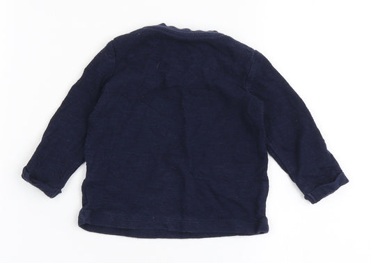 F&F Boys Blue 100% Cotton Basic T-Shirt Size 3-6 Months Round Neck Pullover - Born To Be Cool