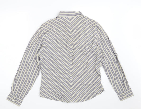 Express Womens Grey Striped 100% Cotton Basic Button-Up Size 12 Collared - Size 11-12