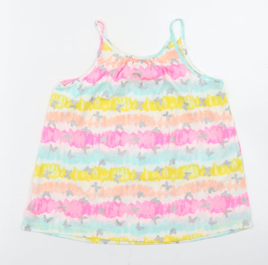 Isaac Mizrahi Girls Multicoloured Floral Polyester Camisole T-Shirt Size 7-8 Years Round Neck - Tie Dye