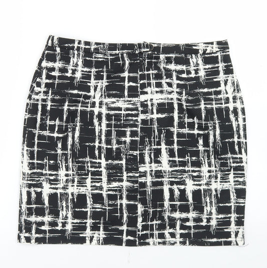 Louche Womens Black Geometric Polyester Straight & Pencil Skirt Size 14 Zip