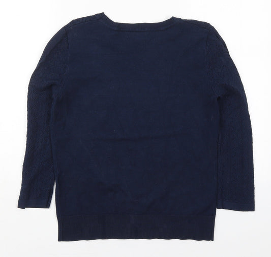 Warehouse Womens Blue Round Neck Viscose Pullover Jumper Size 14