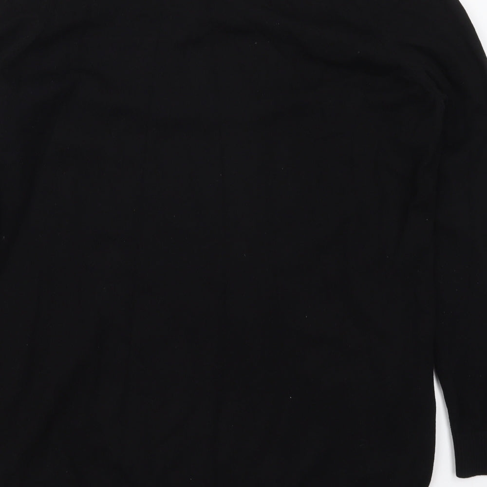 bonprix Womens Black V-Neck Cotton Pullover Jumper Size XL