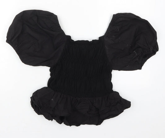 Missguided Womens Black Viscose Basic Blouse Size 10 Round Neck