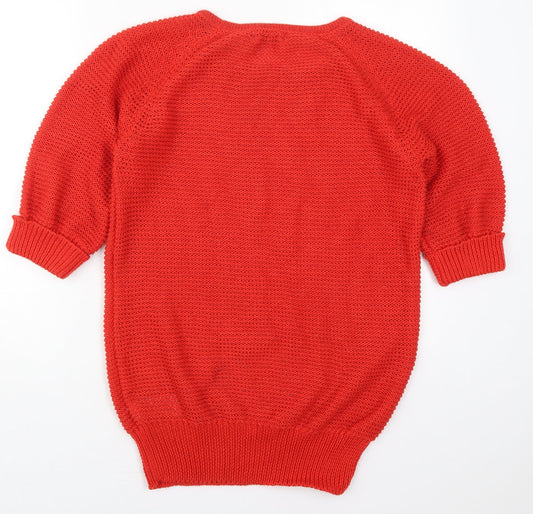 Peacocks Womens Red Round Neck Polyester Pullover Jumper Size 12