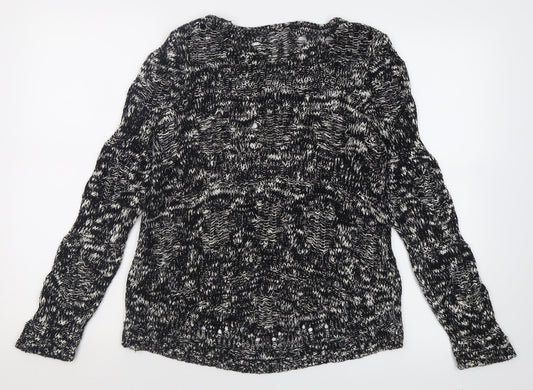 New Look Womens Black Boat Neck Cotton Pullover Jumper Size 8