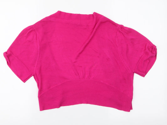 Anna Rose Womens Pink V-Neck Viscose Cardigan Jumper Size M - Cropped