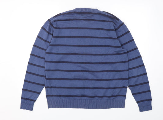 Blue Harbour Womens Blue Striped Cotton Pullover Sweatshirt Size L Pullover