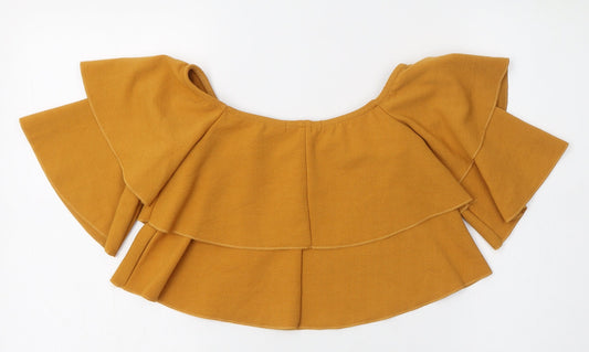 Boohoo Womens Orange Polyester Cropped Blouse Size 6 Round Neck