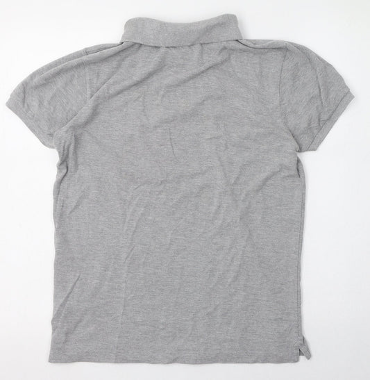 Bellfield Mens Grey Cotton Polo Size S Collared Button