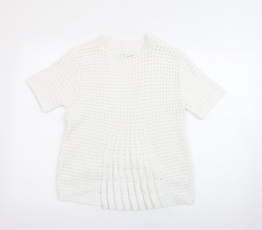 Pure & Natural Womens White V-Neck Cotton Cardigan Jumper Size L