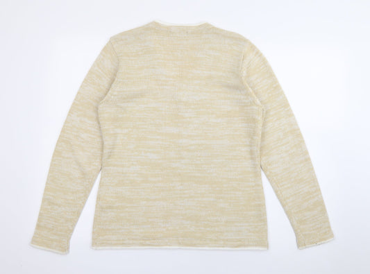 Bonmarché Womens Yellow V-Neck Acrylic Pullover Jumper Size S