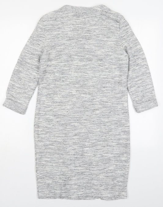 Marks and Spencer Womens Grey Polyester Pencil Dress Size 8 Round Neck Pullover