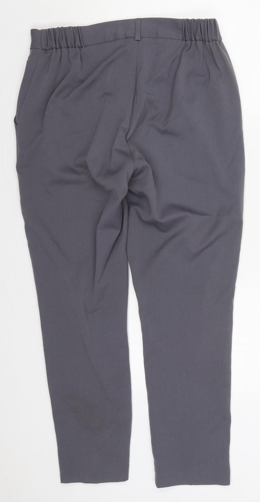 Anna Rose Womens Grey Polyester Trousers Size 12 L27 in Regular Button