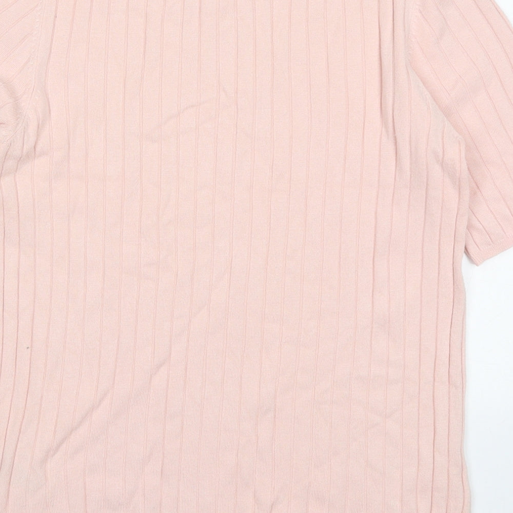 Marks and Spencer Womens Pink Crew Neck Viscose Pullover Jumper Size 14