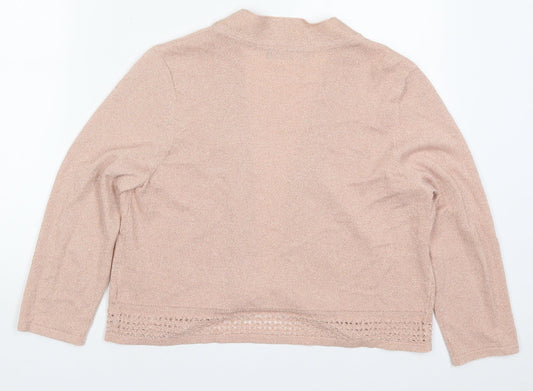 Marks and Spencer Womens Pink V-Neck Viscose Cardigan Jumper Size 14
