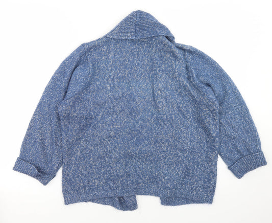 M&Co Womens Blue Collared Acrylic Cardigan Jumper Size 14