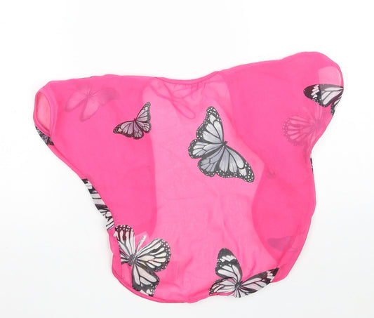 E-vie Girls Pink Animal Print 100% Polyester Basic Blouse Size 3 Years V-Neck - Butterfly