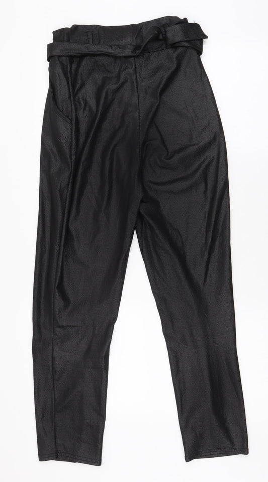 PRETTYLITTLETHING Womens Black Polyester Dress Pants Trousers Size 8 L25 in Regular Buckle