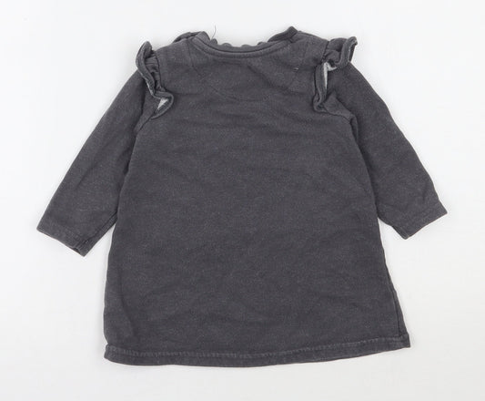 George Girls Grey Cotton Jersey Casual Size 6-9 Months Round Neck Snap