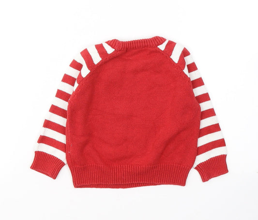 Rebel Baby Red Striped Cotton Pullover Jumper Size 9-12 Months Pullover - Christmas jumper