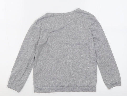 In the Style Girls Grey Polyester Basic Casual Size 5-6 Years Crew Neck Pullover - Christmas