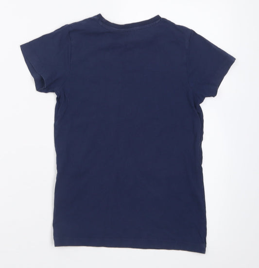 Matalan Boys Blue Cotton Basic T-Shirt Size 8 Years Crew Neck Pullover