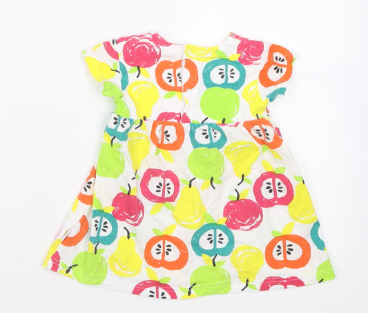 babybol Girls Multicoloured Geometric Cotton A-Line Size 18 Months Crew Neck Button