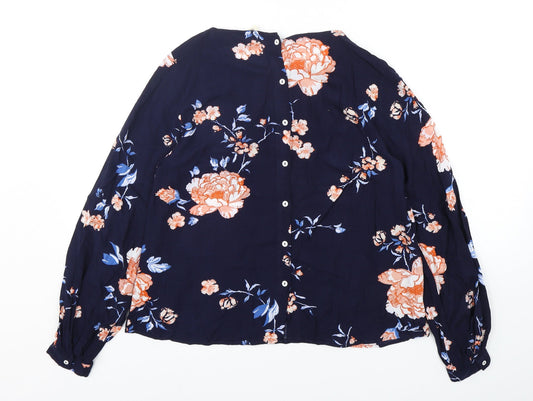H&M Womens Multicoloured Floral Viscose Basic Blouse Size 6 Round Neck