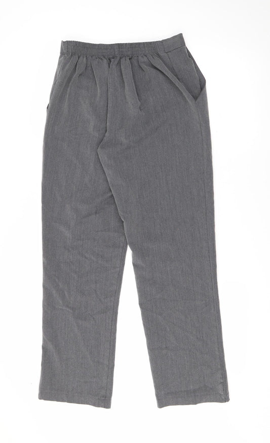 Preworn Womens Grey Polyester Trousers Size 14 L26.5 in Regular