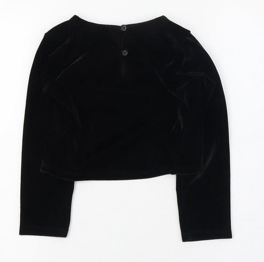 Dunnes Stores Girls Black Polyester Basic T-Shirt Size 5 Years Round Neck Button