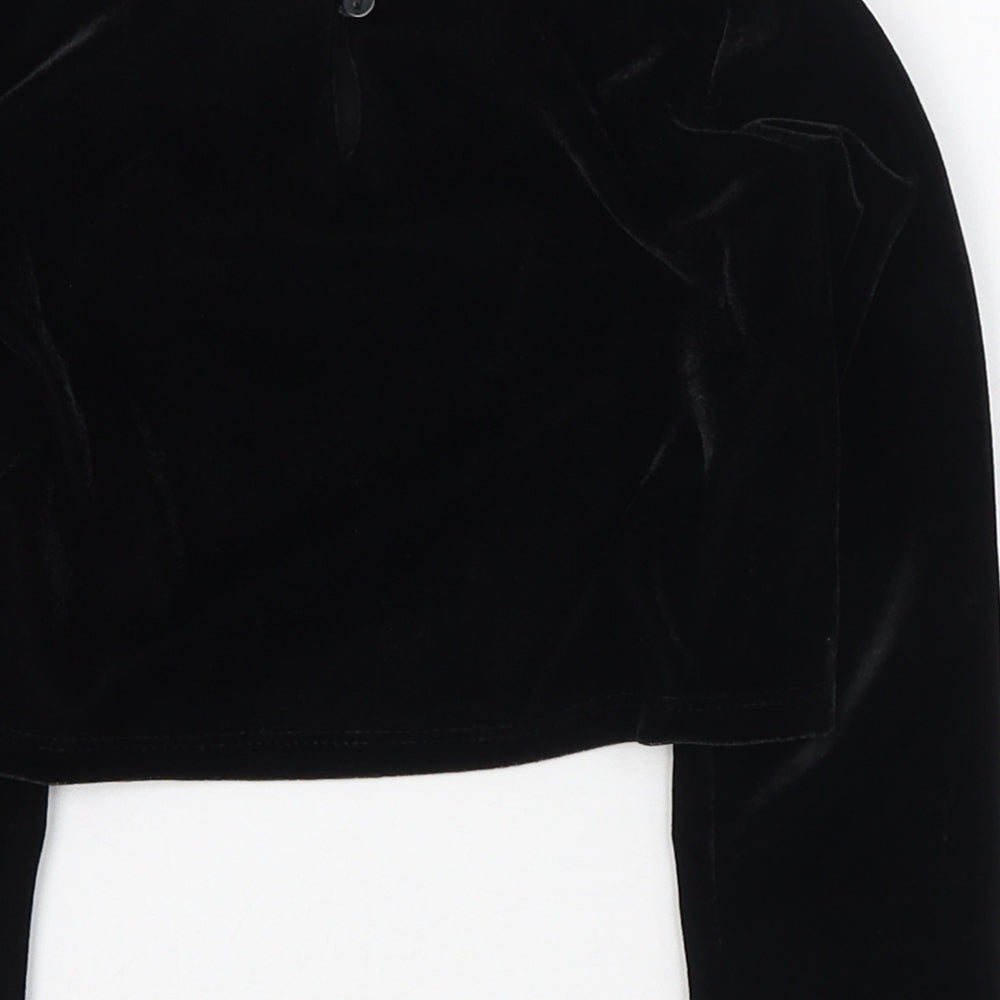 Dunnes Stores Girls Black Polyester Basic T-Shirt Size 5 Years Round Neck Button