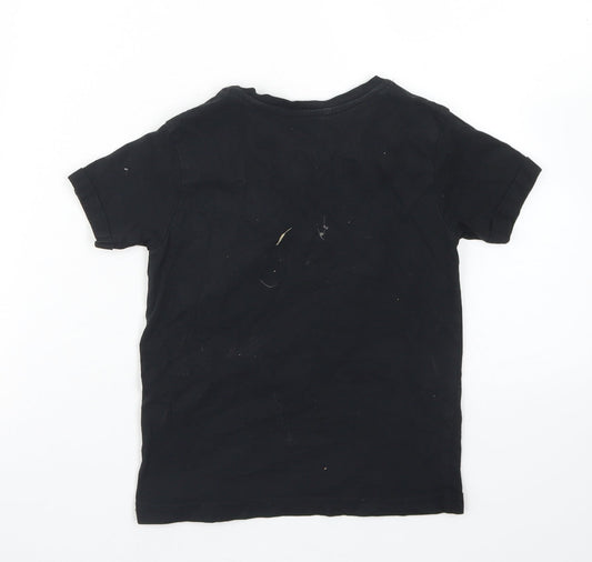 George Boys Black Cotton Basic T-Shirt Size 4-5 Years Crew Neck - Hype